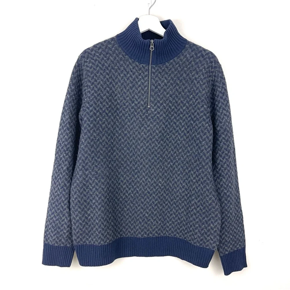 J. Crew Merino Wool Herringbone Half-Zip Sweater
